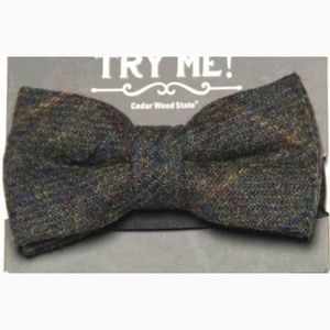 Wool Tweed Bow Tie Green Men's